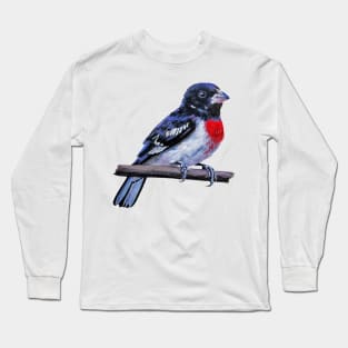 Rose Breasted Grosbeak bird painting (no background) Long Sleeve T-Shirt